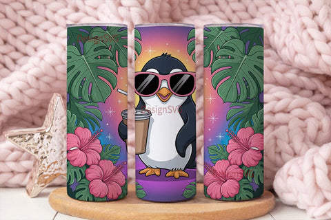 Summer Penguin 20oz Tumbler Wrap Sublimation DesignSVG 