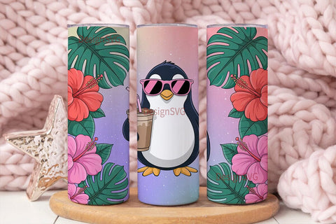 Summer Penguin 20oz Tumbler Wrap Sublimation DesignSVG 