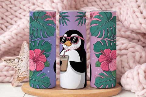 Summer Penguin 20oz Tumbler Wrap Sublimation DesignSVG 