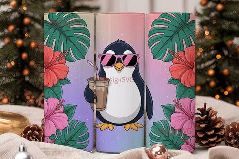 Summer Penguin 20oz Tumbler Wrap Sublimation DesignSVG 