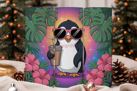 Summer Penguin 20oz Tumbler Wrap Sublimation DesignSVG 