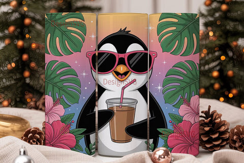 Summer Penguin 20oz Tumbler Wrap Sublimation DesignSVG 