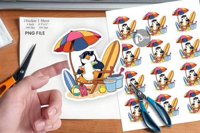 Summer Penguin Sticker Sublimation artnoy 