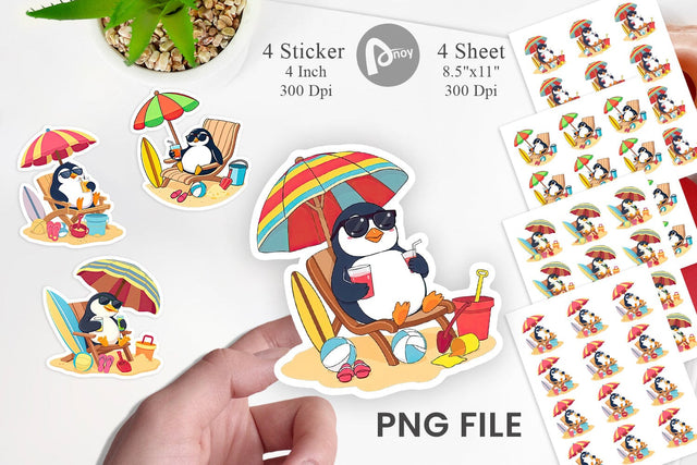 Summer Penguin Sticker Sublimation artnoy 