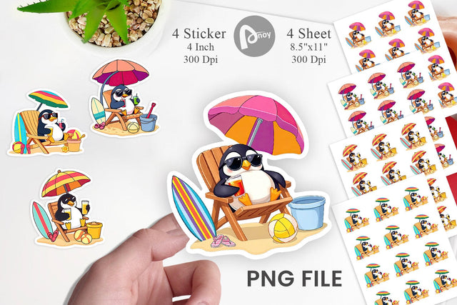 Summer Penguin Sticker Sublimation artnoy 