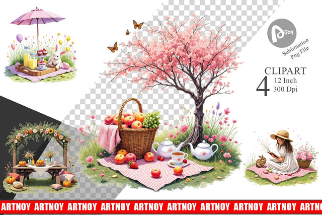 Summer Picnic Dreams Clipart Sublimation artnoy 