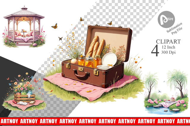 Summer Picnic Dreams Clipart Sublimation artnoy 