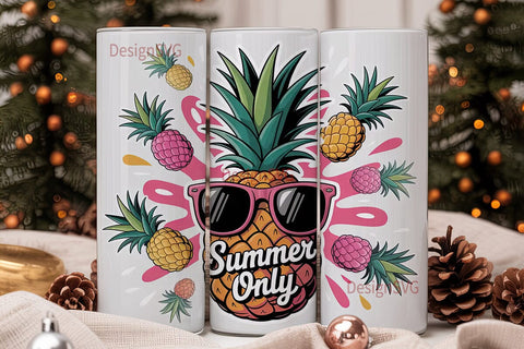 Summer Pineapple Vibes 20oz Tumbler Wrap Sublimation DesignSVG 