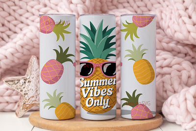 Summer Pineapple Vibes 20oz Tumbler Wrap Sublimation DesignSVG 
