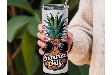 Summer Pineapple Vibes 20oz Tumbler Wrap Sublimation DesignSVG 
