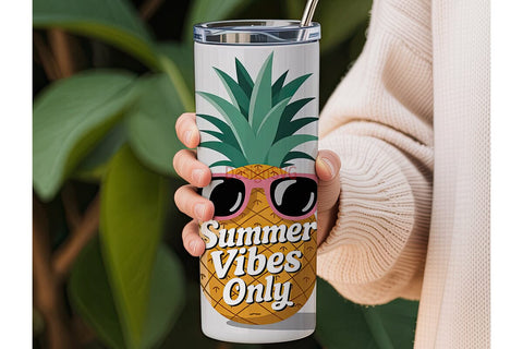 Summer Pineapple Vibes 20oz Tumbler Wrap Sublimation DesignSVG 