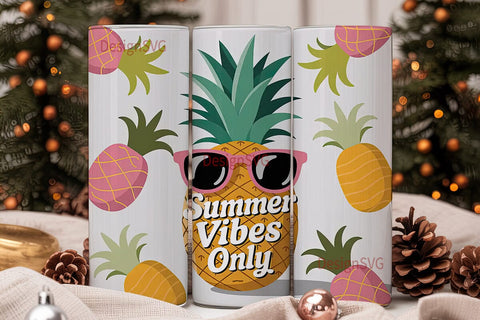 Summer Pineapple Vibes 20oz Tumbler Wrap Sublimation DesignSVG 
