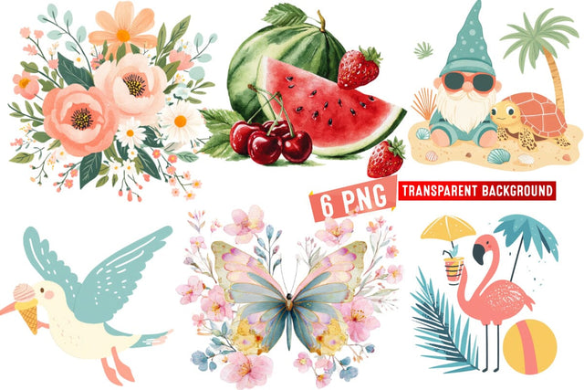 Summer png,Summer Clipart png,Whismcal Summer Spring Clipart Sublimation BlackCatsMedia 