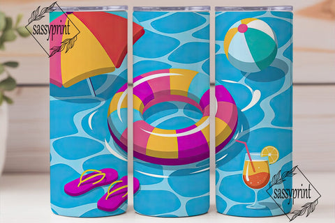 Summer Pool Party 20oz Tumbler Wrap Sublimation sassyprint 