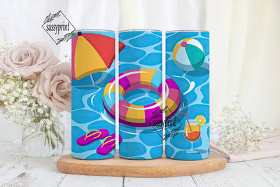 Summer Pool Party 20oz Tumbler Wrap Sublimation sassyprint 