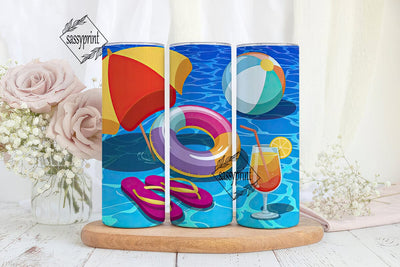 Summer Pool Party 20oz Tumbler Wrap Sublimation sassyprint 