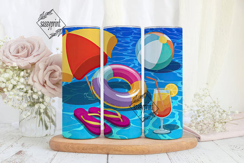 Summer Pool Party 20oz Tumbler Wrap Sublimation sassyprint 