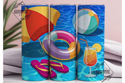 Summer Pool Party 20oz Tumbler Wrap Sublimation sassyprint 