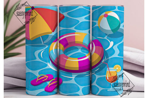 Summer Pool Party 20oz Tumbler Wrap Sublimation sassyprint 