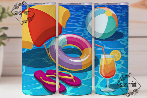Summer Pool Party 20oz Tumbler Wrap Sublimation sassyprint 