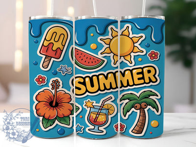 Summer Pool Party Inflated Tumbler Wrap, 3D Inflated Design, 20Oz Sublimation Wrap, Beach Tumbler Sublimation, Pool Party Drinkware, Inflatable Cup Design, Vacation Travel Mug Sublimation ToriDesigns 