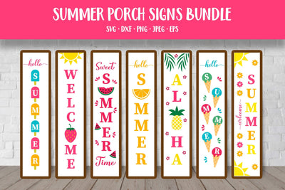 Summer Porch Signs Bundle. Welcome Vertical Front Signs SVG SVG LaBelezoka 