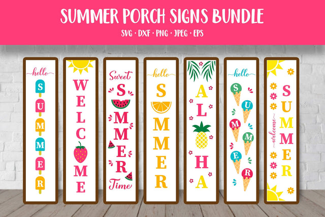 Summer Porch Signs Bundle. Welcome Vertical Front Signs SVG SVG LaBelezoka 