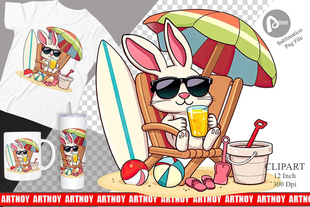 Summer Rabbit Clipart Sublimation artnoy 