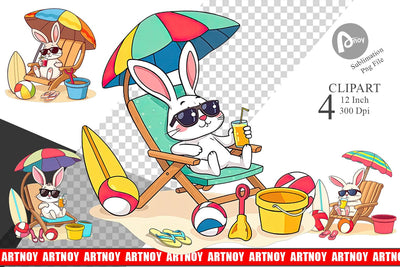 Summer Rabbit Clipart Sublimation artnoy 