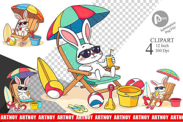 Summer Rabbit Clipart Sublimation artnoy 