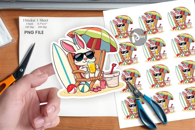 Summer Rabbit Sticker Sublimation artnoy 