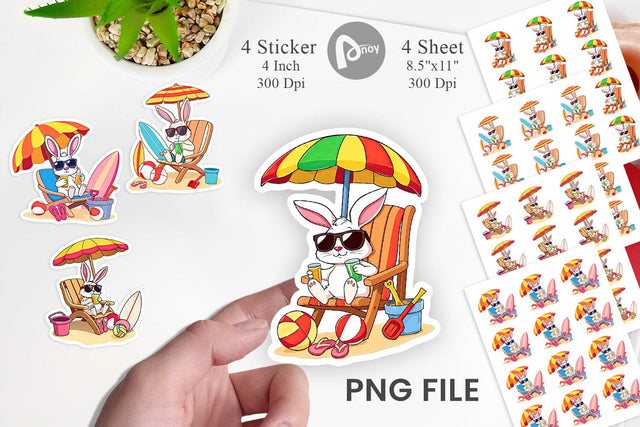 Summer Rabbit Sticker Sublimation artnoy 