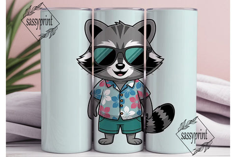 Summer Raccoon 20oz Tumbler Wrap Sublimation sassyprint 