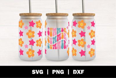 Summer Retro 16oz Glass Can Wrap SVG | Summer SVG SVG Ikonart Design Shop 