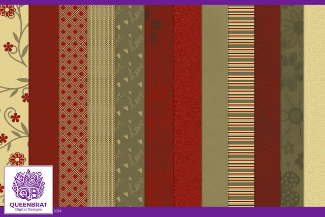 Summer Romance Papers Digital Pattern QueenBrat Digital Designs 