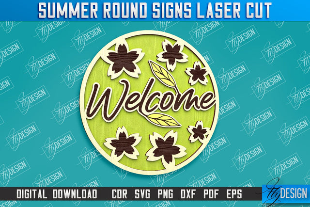 Summer Round Signs Laser Cut | Summer Vibe Design | Signs Inscription Design SVG Fly Design 