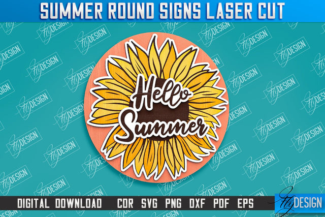 Summer Round Signs Laser Cut | Summer Vibe Design | Signs Inscription Design SVG Fly Design 