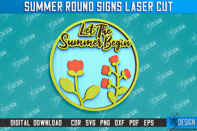 Summer Round Signs Laser Cut | Summer Vibe Design | Signs Inscription Design SVG Fly Design 