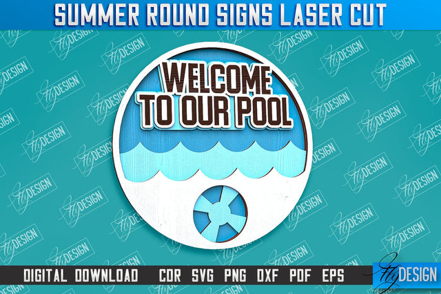 Summer Round Signs Laser Cut | Summer Vibe Design | Signs Inscription Design SVG Fly Design 