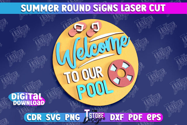 Summer Round Signs Laser Cut | Summer Vibe Design | Signs Inscription Design SVG The T Store Design 