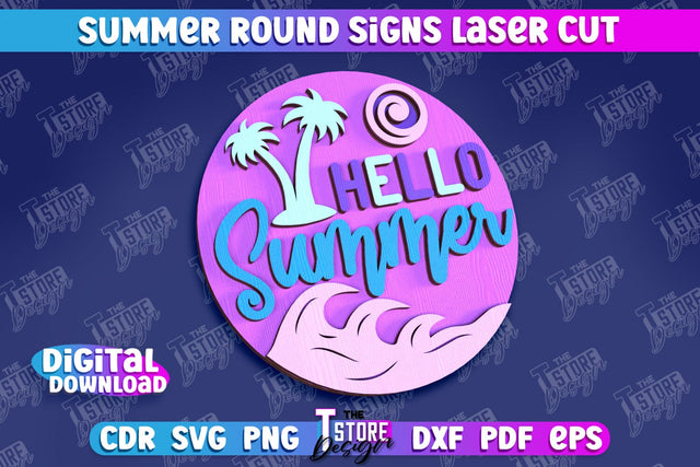 Summer Round Signs Laser Cut | Summer Vibe Design | Signs Inscription Design SVG The T Store Design 