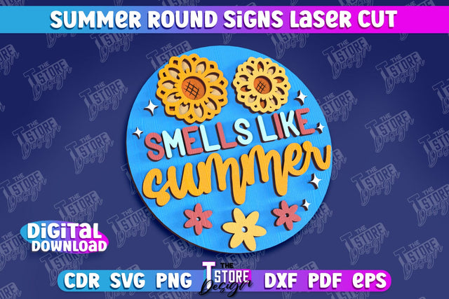 Summer Round Signs Laser Cut | Summer Vibe Design | Signs Inscription Design SVG The T Store Design 