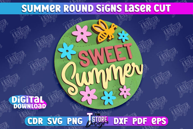 Summer Round Signs Laser Cut | Summer Vibe Design | Signs Inscription Design SVG The T Store Design 