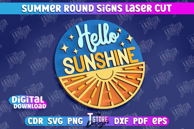 Summer Round Signs Laser Cut | Summer Vibe Design | Signs Inscription Design SVG The T Store Design 