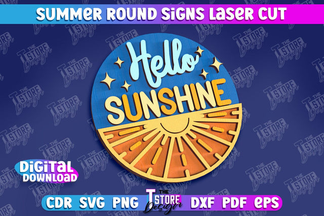 Summer Round Signs Laser Cut | Summer Vibe Design | Signs Inscription Design SVG The T Store Design 