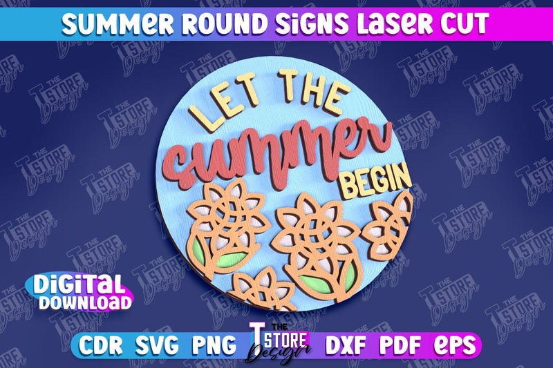 Summer Round Signs Laser Cut | Summer Vibe Design | Signs Inscription ...