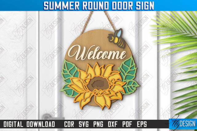 Summer Round Signs Laser Cut | Summer Vibe | Signs Inscription | Round Wall Signs | Porch Sign | CNC File SVG Fly Design 