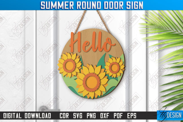 Summer Round Signs Laser Cut | Summer Vibe | Signs Inscription | Round Wall Signs | Porch Sign | CNC File SVG Fly Design 