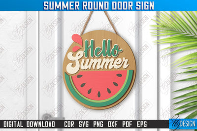 Summer Round Signs Laser Cut | Summer Vibe | Signs Inscription | Round Wall Signs | Porch Sign | CNC File SVG Fly Design 