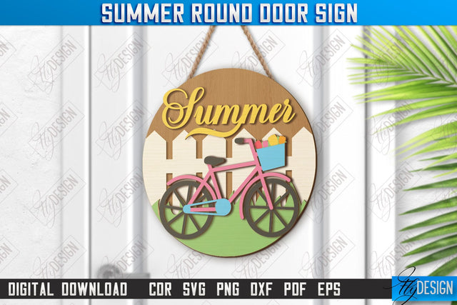 Summer Round Signs Laser Cut | Summer Vibe | Signs Inscription | Round Wall Signs | Porch Sign | CNC File SVG Fly Design 